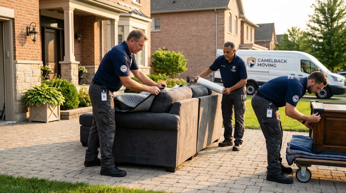 Large estate moving crew wrapping furniture in Dighton, KS